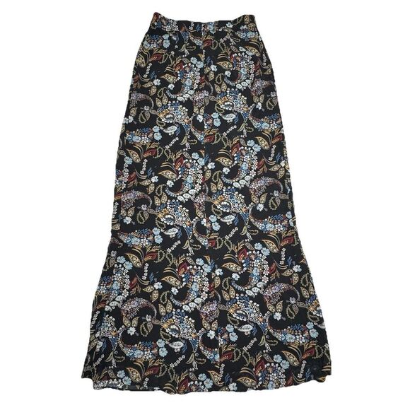 WAYF Black Pleated Floral Paisley Maxi Size XS Lined - Picture 3 of 8